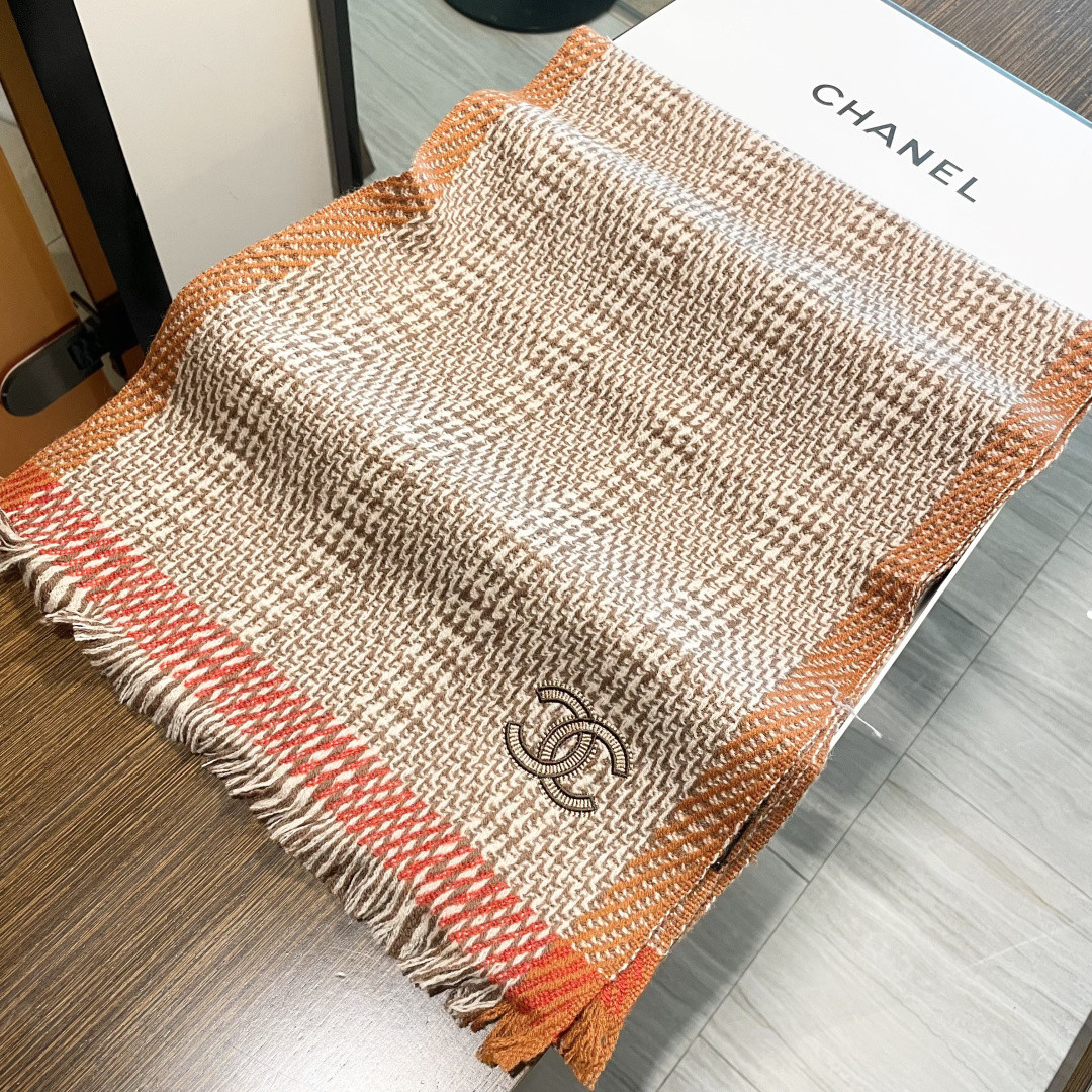 Ch*el scarf 38x200cm 100% wool