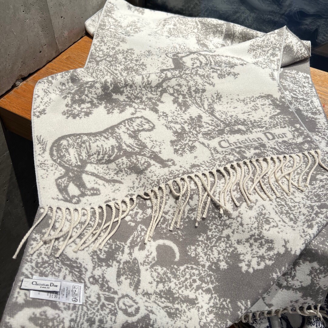 D*or printed scarf 200x45cm 59% cashmere 41% wool