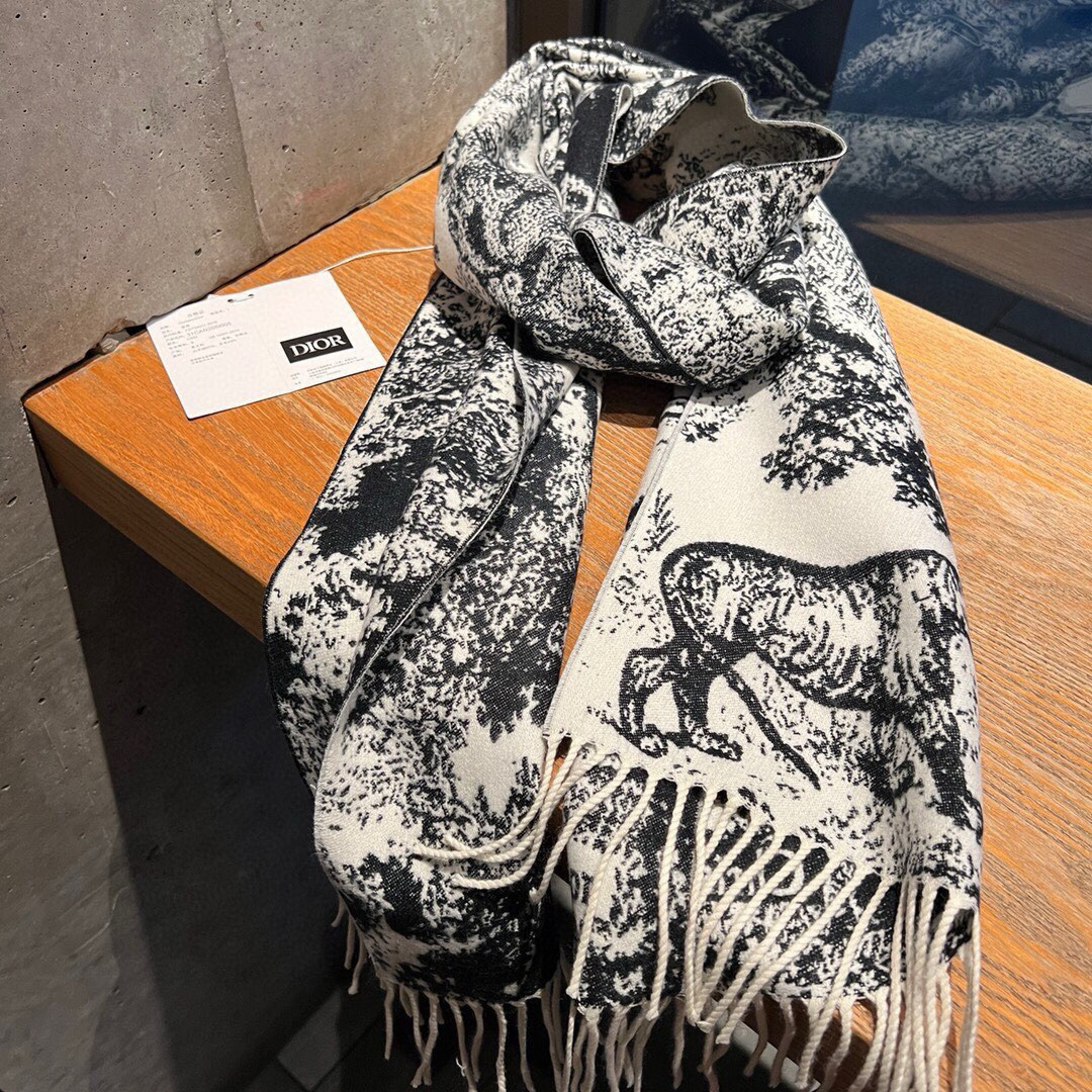 D*or printed scarf 200x45cm 59% cashmere 41% wool