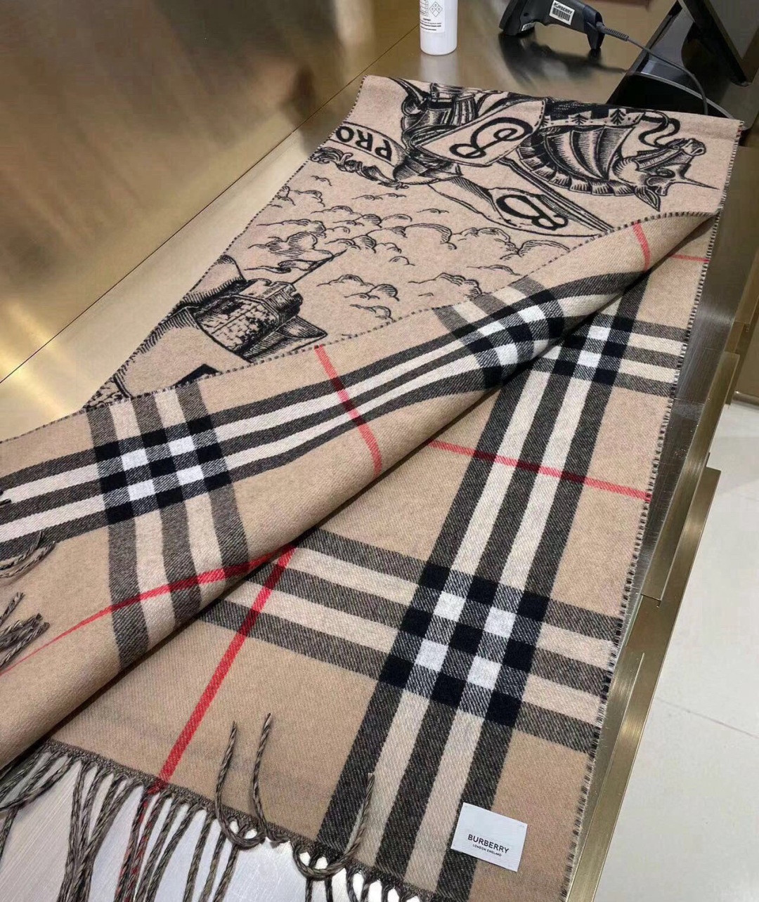 B**rry wide reversible ekd cashmere scarf 50x210cm