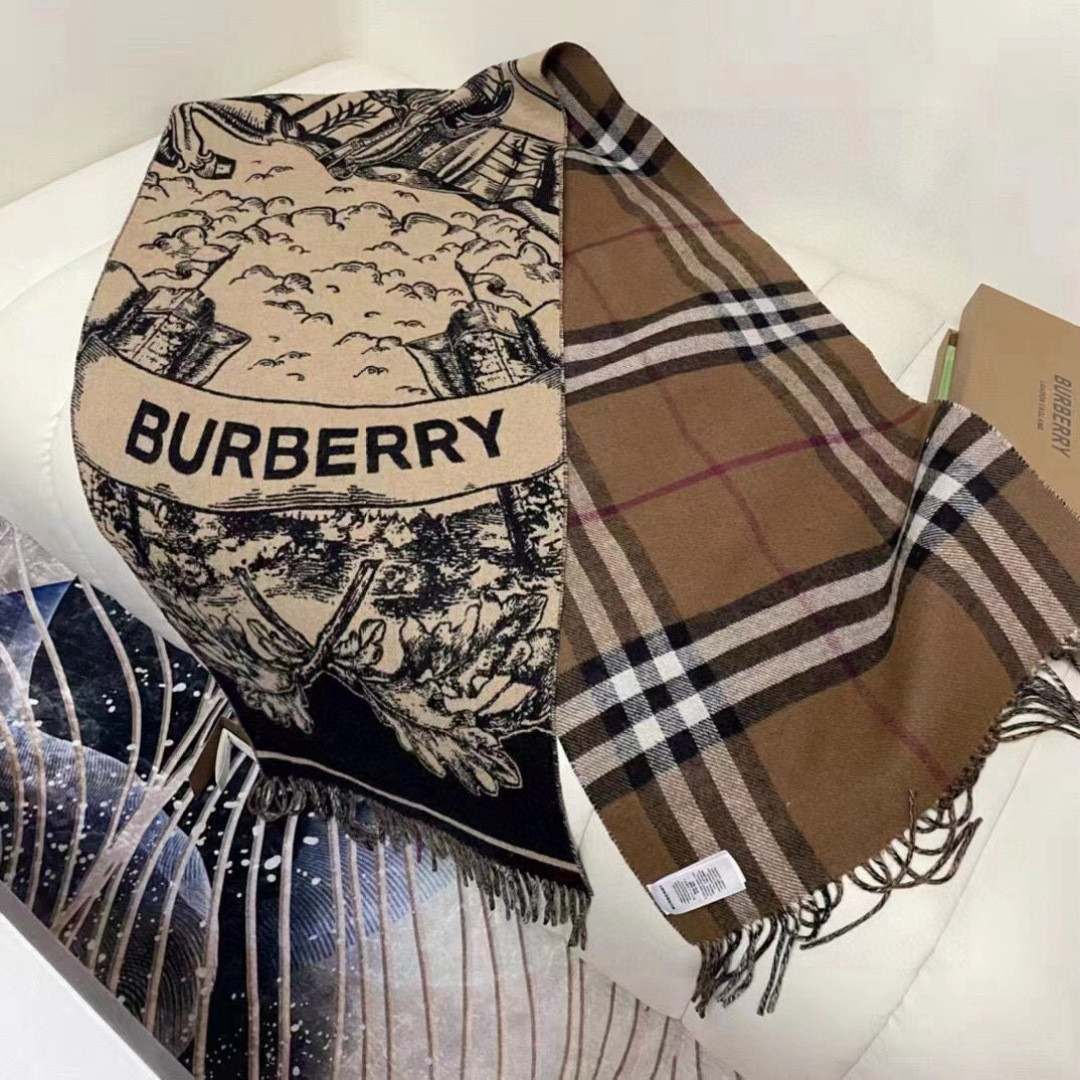 B**rry wide reversible ekd cashmere scarf 50x210cm