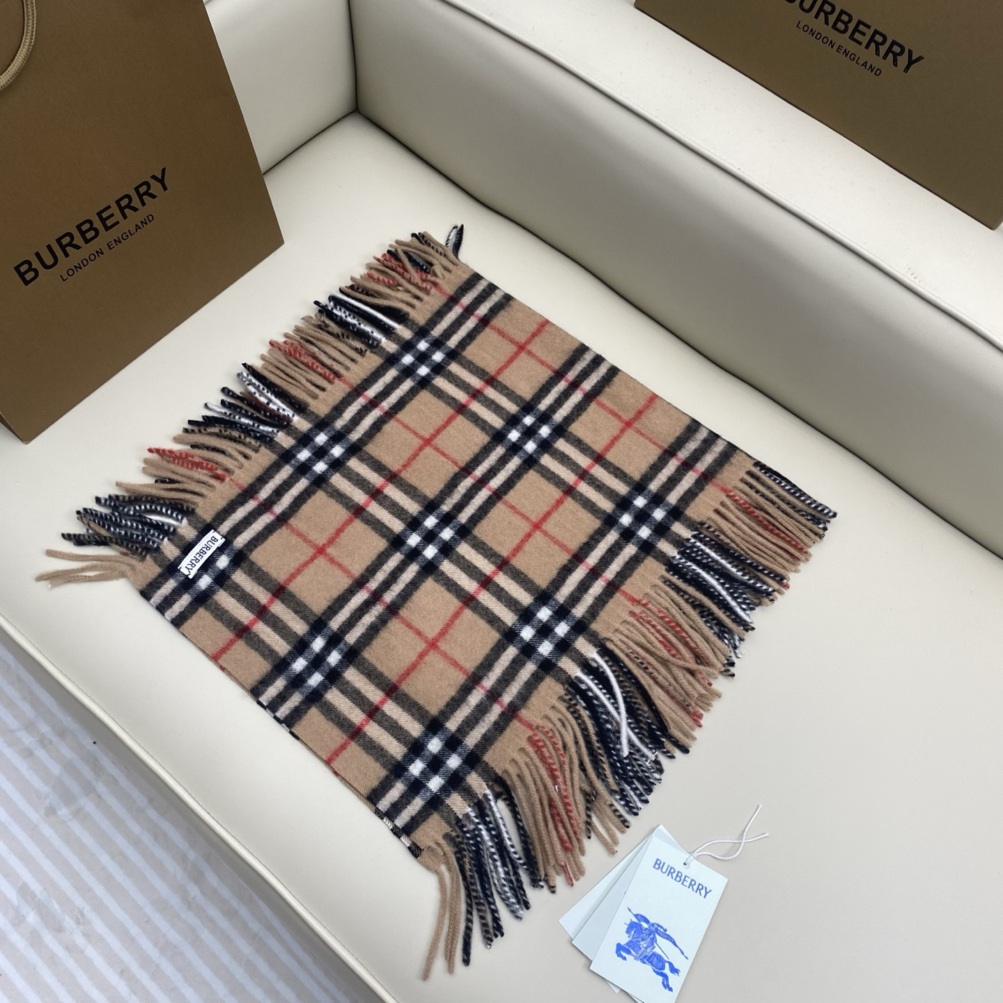 B**rry check cashmere happy scarf 30x155cm