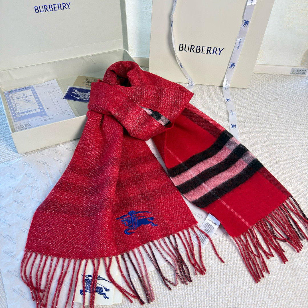 B**rry check cashmere scarf 30x168cm
