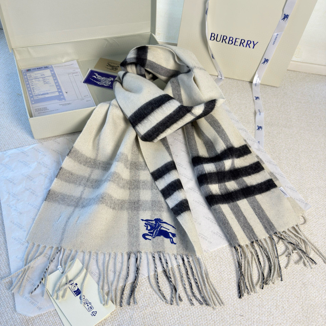 B**rry check cashmere scarf 30x168cm