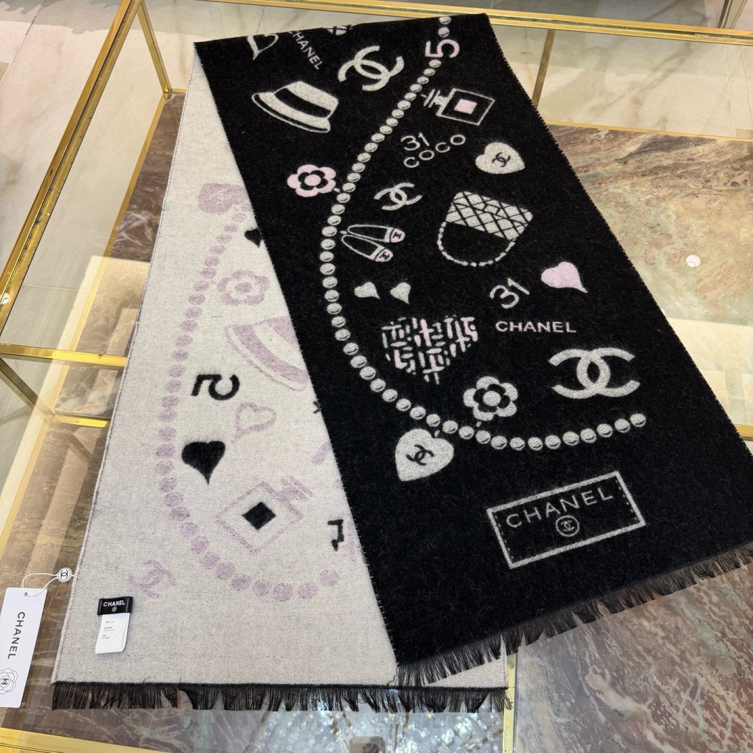 Ch*el scarf 50x200cm 100% cashmere