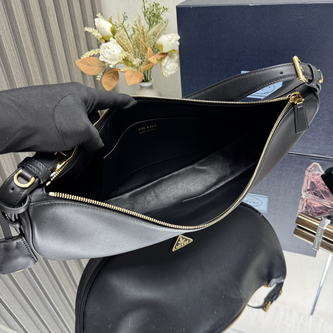 Pra*a demi-lune large leather shoulder bag 42x19.5x8.5cm