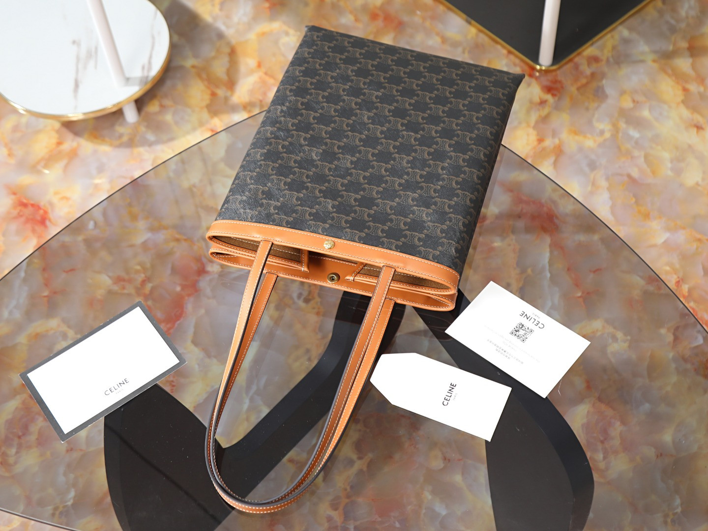 Ce**e flat shopper medium logo print handbag 28x33x0.5cm