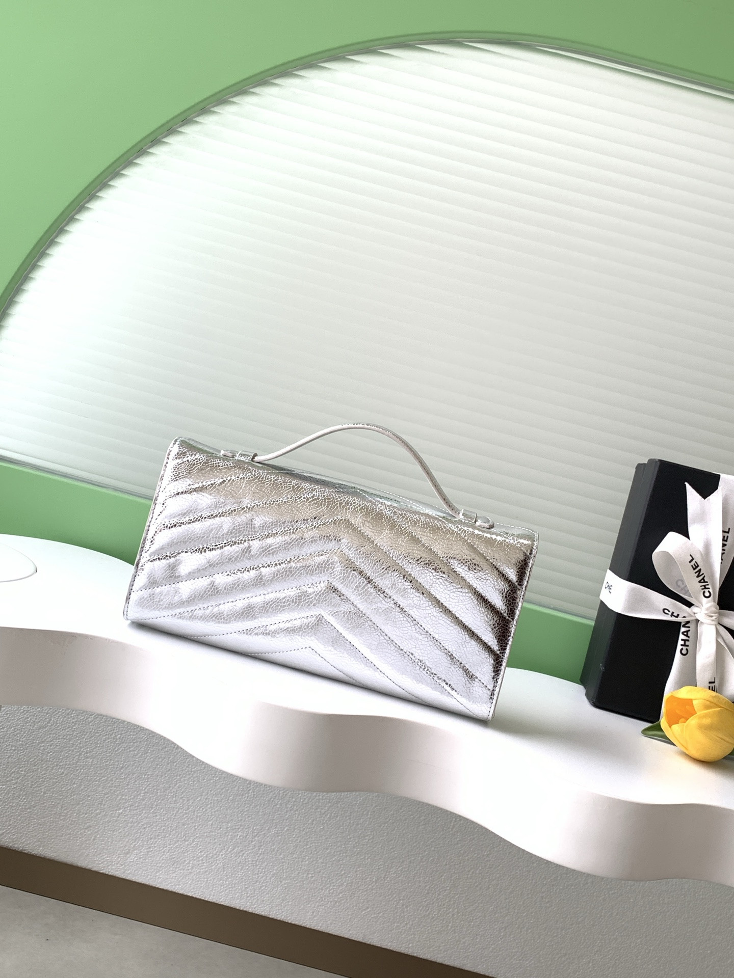 Ch*el holiday collection clutch 10x26x5cm