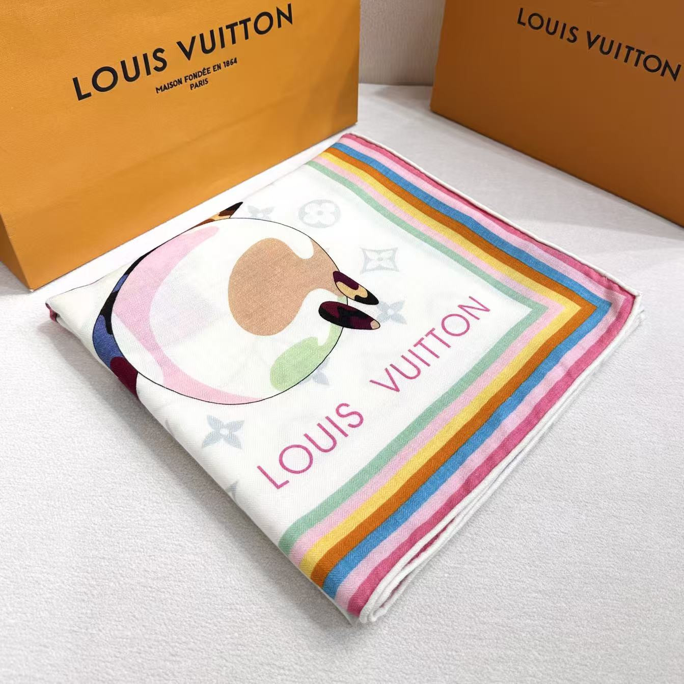 LV x TM scarf 135x135cm 30% silk 70% wool