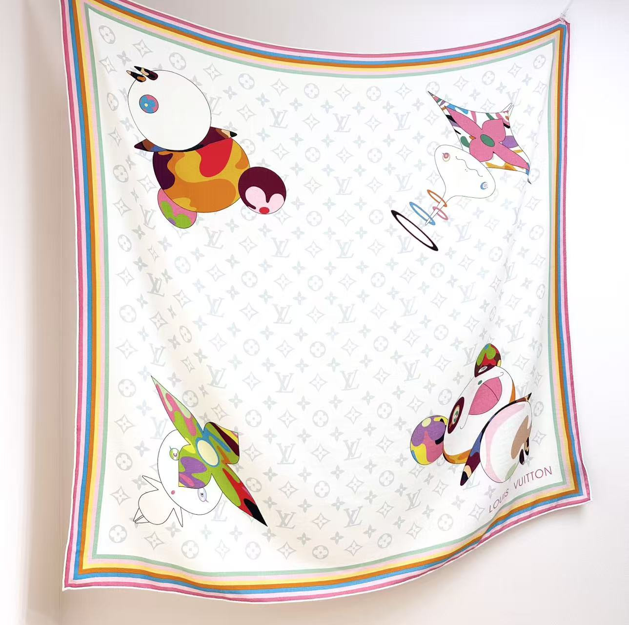 LV x TM scarf 135x135cm 30% silk 70% wool