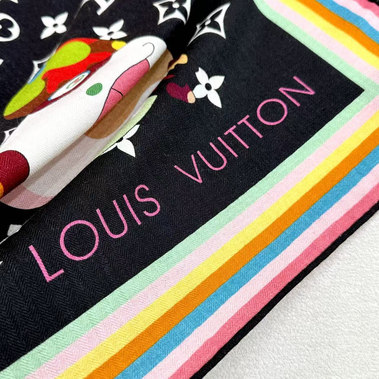 LV x TM scarf 135x135cm 30% silk 70% wool