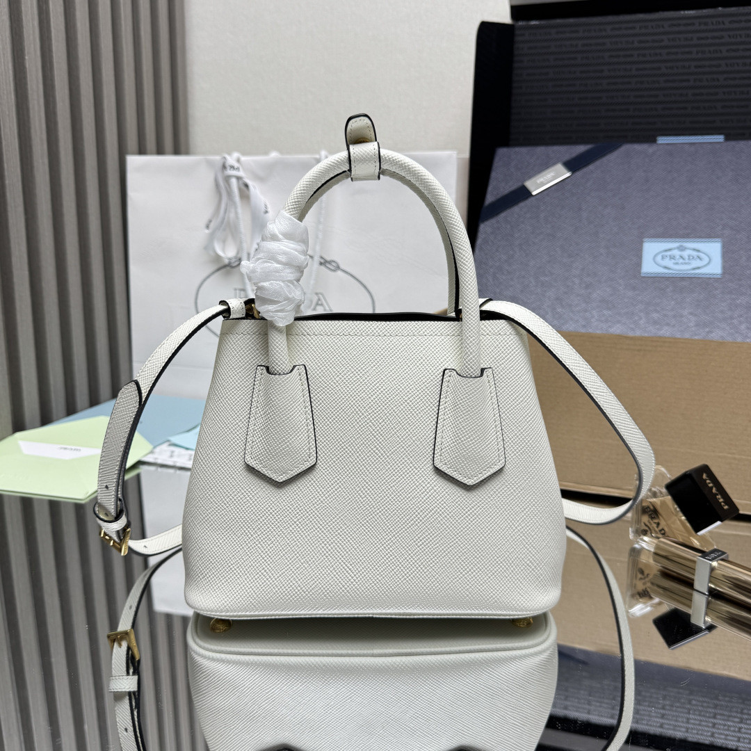 Pra*a double saffiano leather mini-bag 16.5x22.5x11.5cm