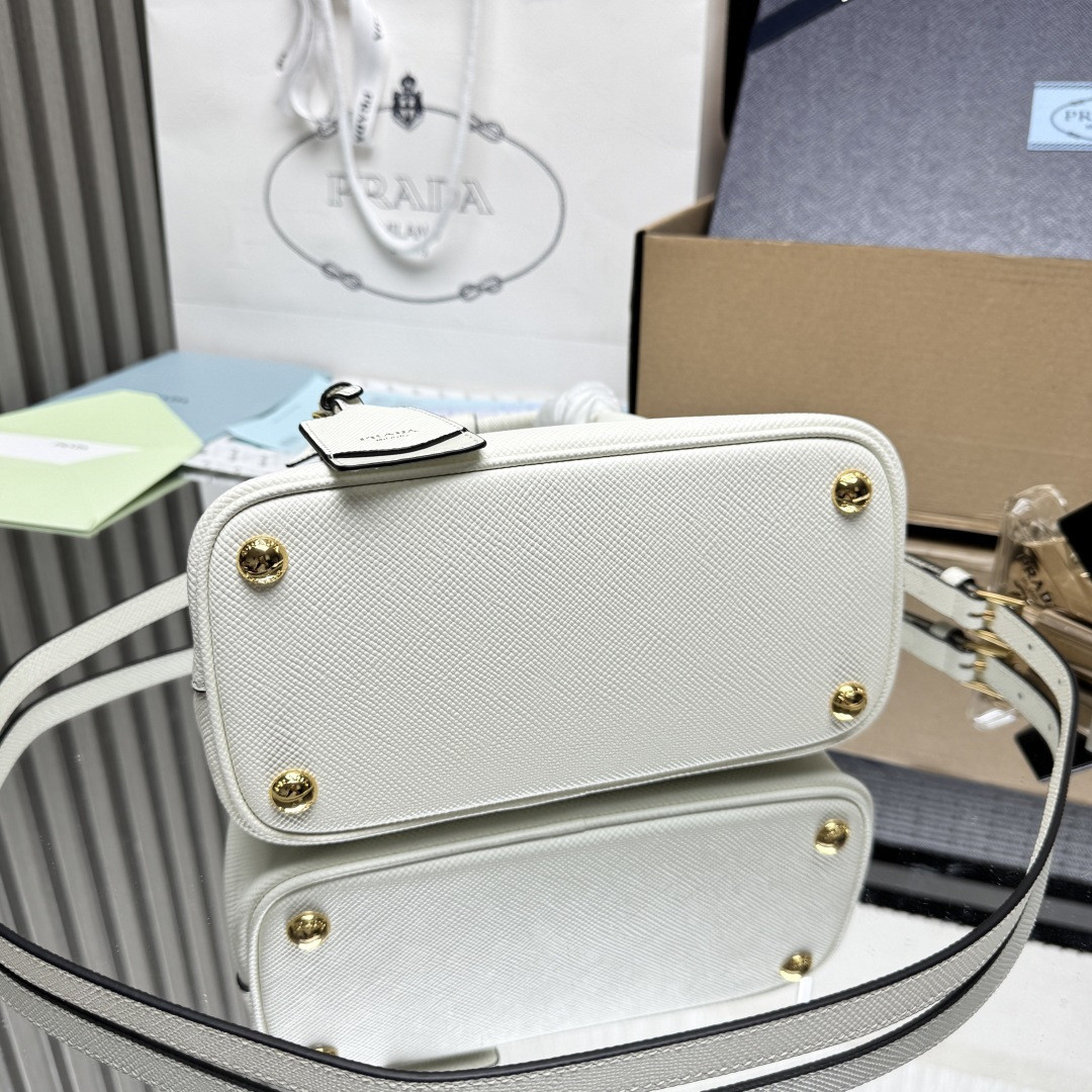Pra*a double saffiano leather mini-bag 16.5x22.5x11.5cm
