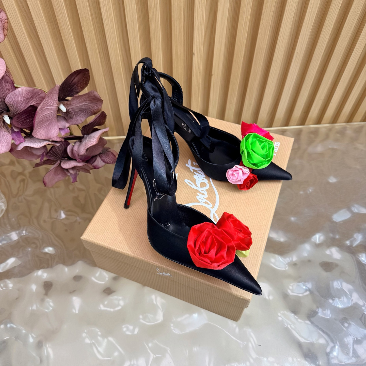ua Ch**an louboutin mere lachaise lace up 10.5cm heel