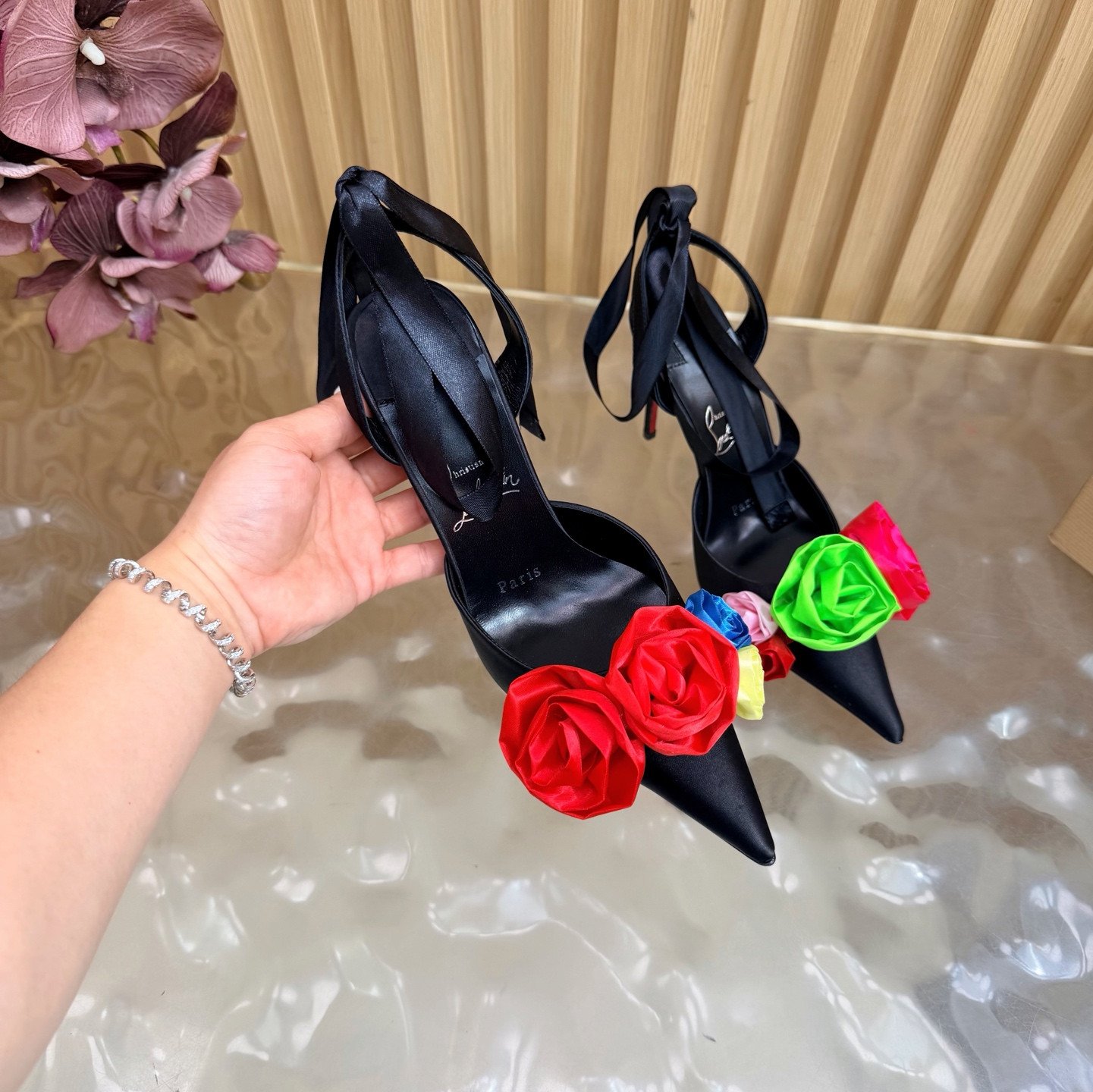 ua Ch**an louboutin mere lachaise lace up 10.5cm heel