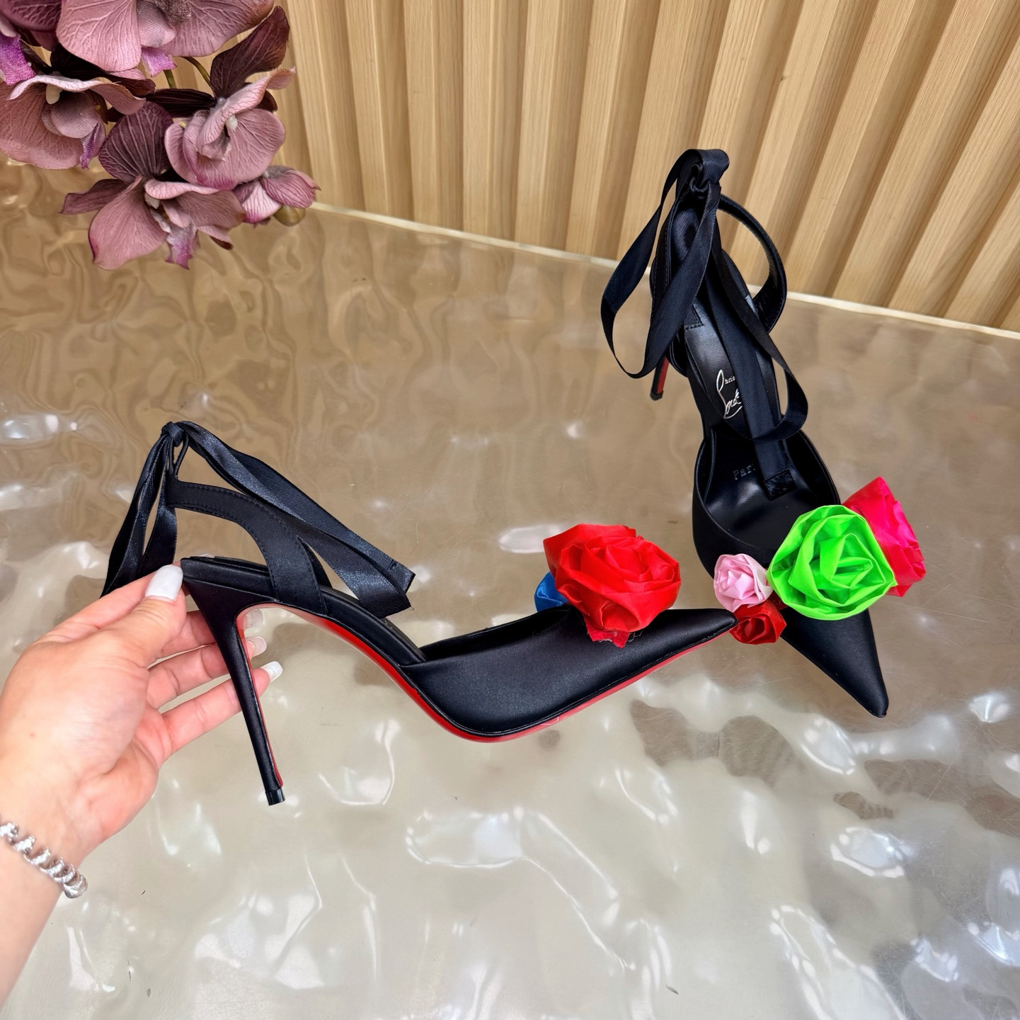 ua Ch**an louboutin mere lachaise lace up 10.5cm heel