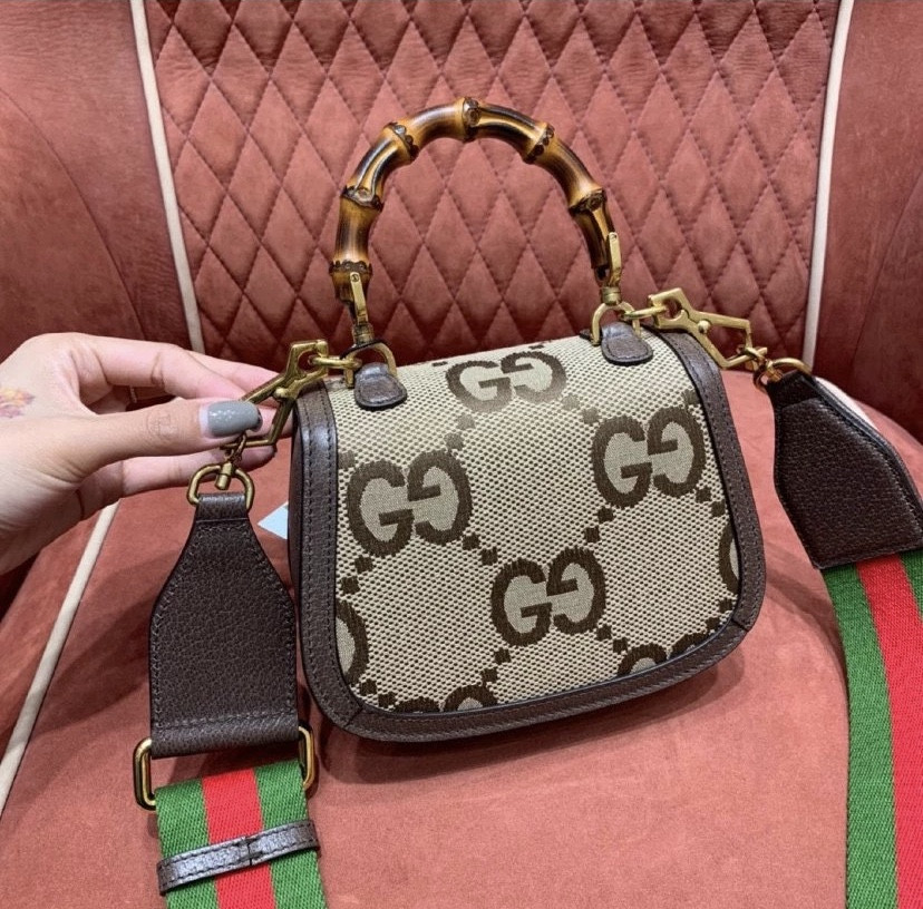 G*u*i Mini Bamboo Handbag with S*per Double G