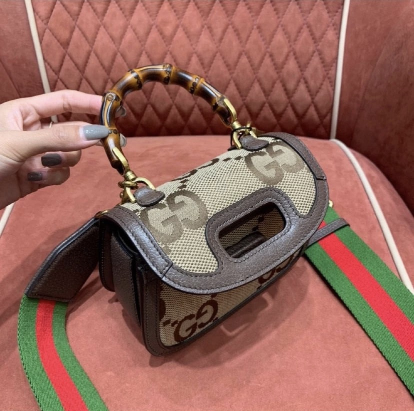 G*u*i Mini Bamboo Handbag with S*per Double G