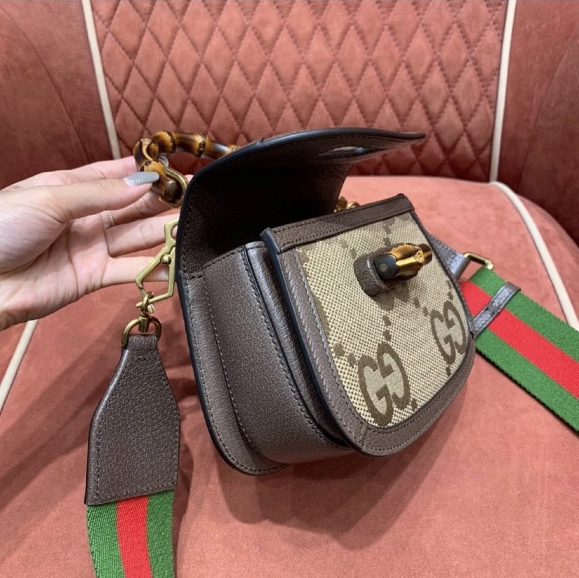 G*u*i Mini Bamboo Handbag with S*per Double G